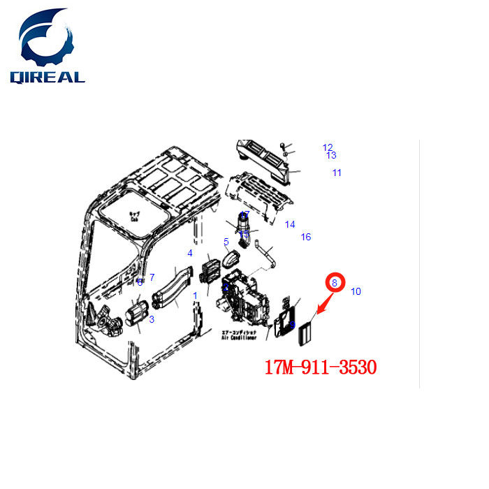 Excavator Spare Part PC200-7 6D102 Cabin Air Filter 17M-911-3530